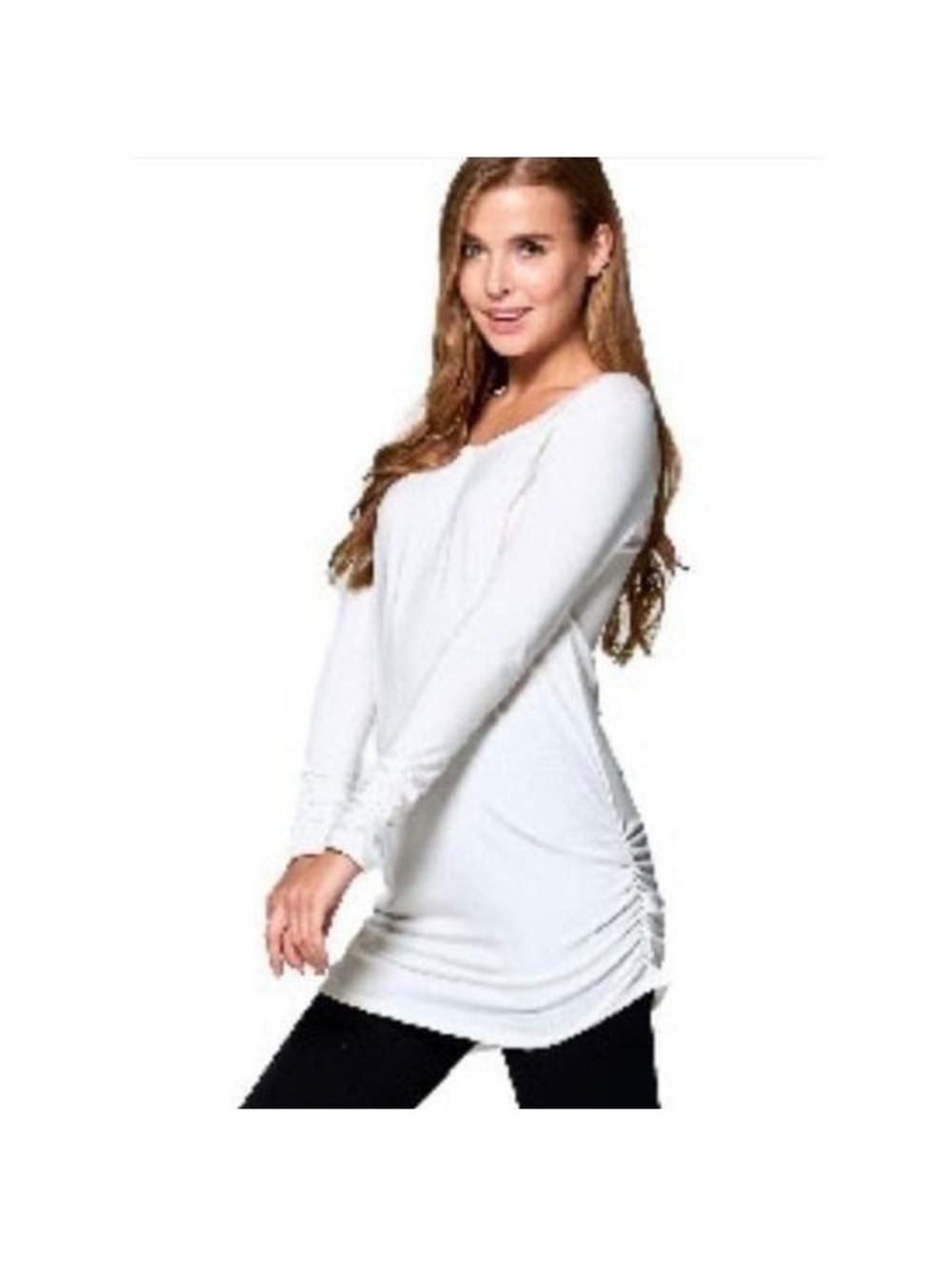 Vanilla Sky White Ruched Tunic Dress